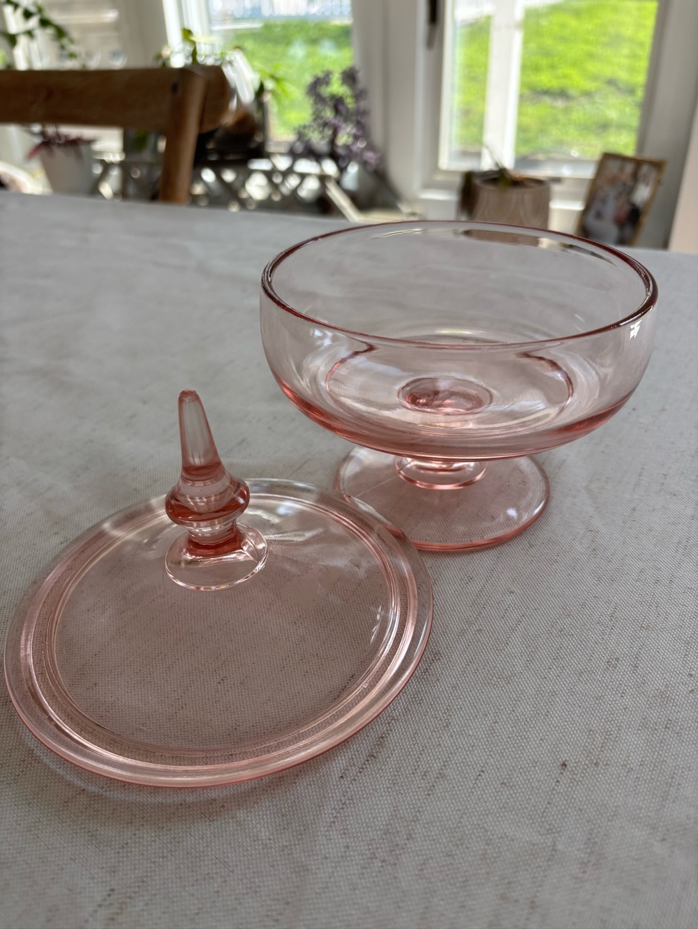 Pink Glass Lidded Candy Dish - Picture 2 of 2